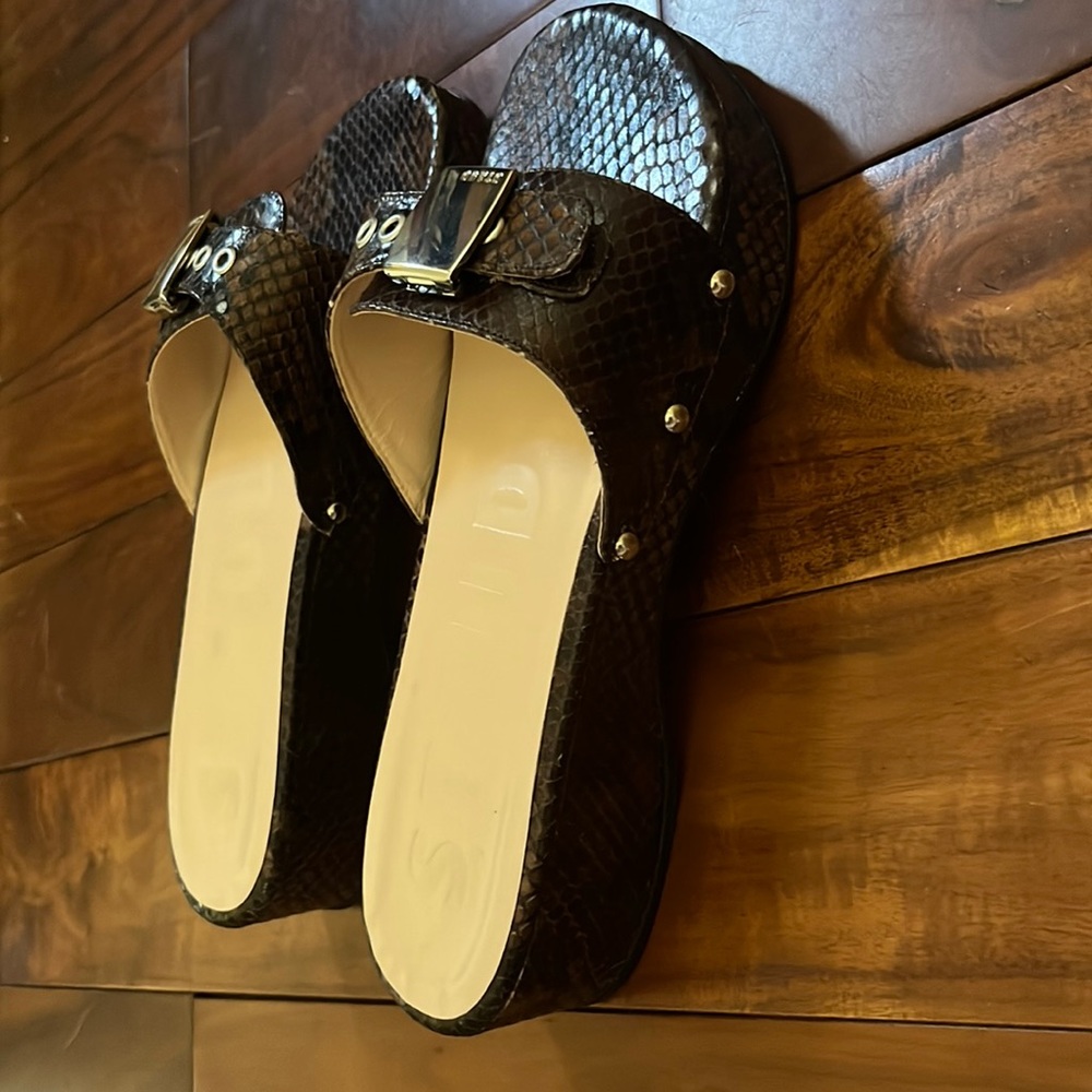 STAUD Erin Slide Sandal Chocolate Snake 37 NIB